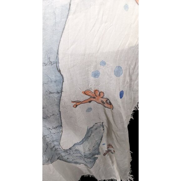 Whimsical Italian "The Sea Ends Where The Sky Begins" Art Scarf/Shawl - Picture 12 of 16